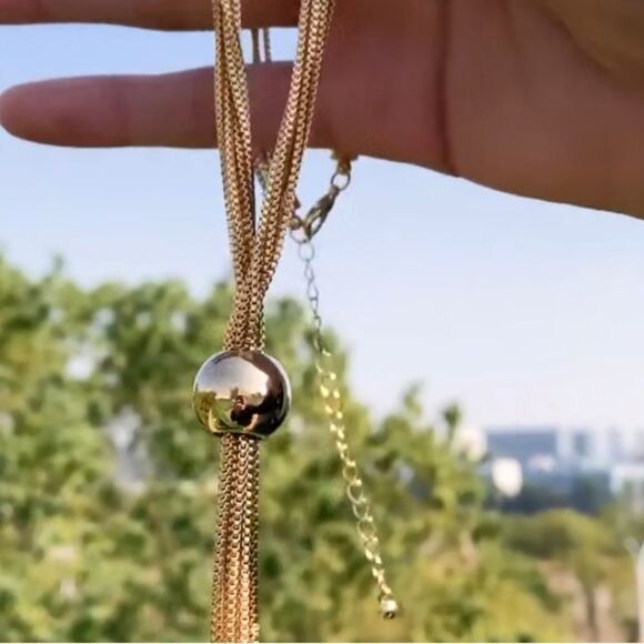 NEW GOLD TASSEL CHAIN NECKLACE CHUNKY STATEMENT NECKLACE CHOOSE GOLD OR SILVER - Picture 11 of 13